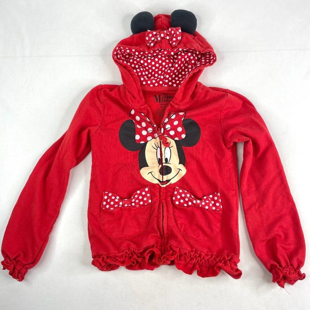 Disney Minnie Mouse Zip Up Hoodie With Ears M 5/6